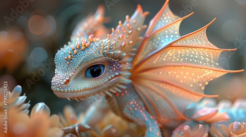 Faerie dragon, iridescent wings, whimsical creature of light, intimate shimmer, bright fantasy, playful magic