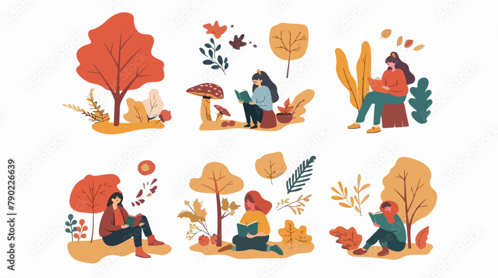 Autumn mood hand drawn poster templates set. Fall s