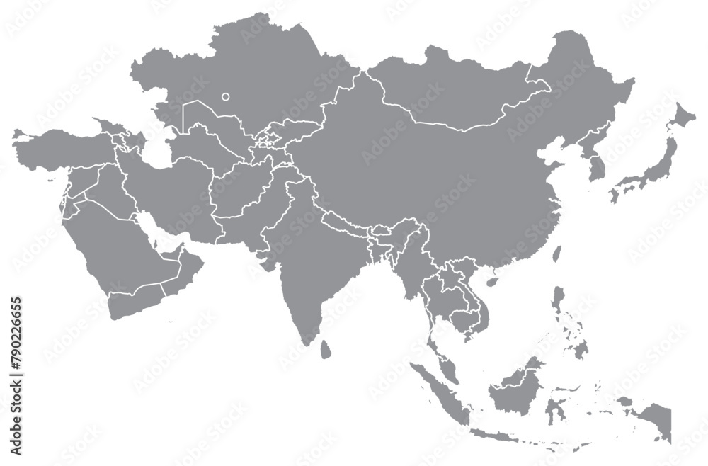 Outline of the map of Asia Continent