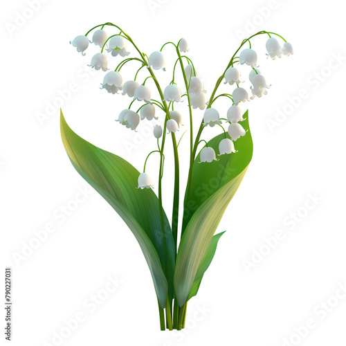 3D Lily of the Valley on transparent png	