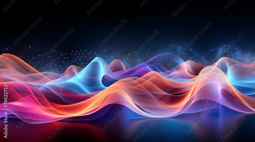 Schematic representation of energy waves in a minimal style, realistic 3D, Schematic representation of energy waves in a minimal style, realistic 3D,