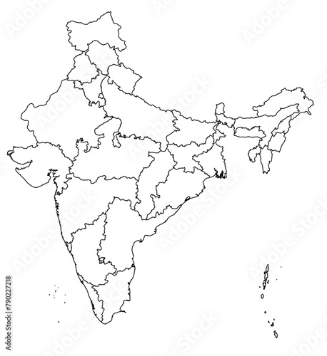 Outline of the map of India