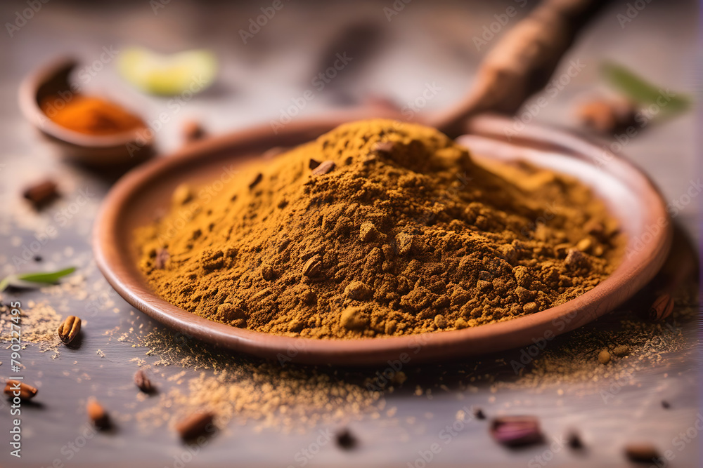 Indian Garam Masala Powder, Indian spices. Selective focus. Masala