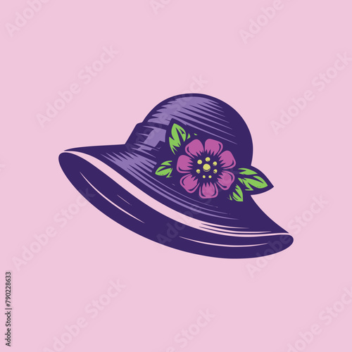 vector hat illustration with flower