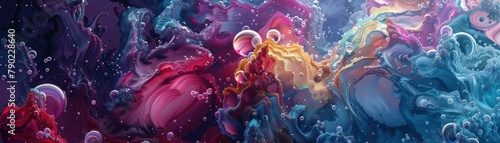 Colorful abstract painting with vibrant blues, purples, and pinks