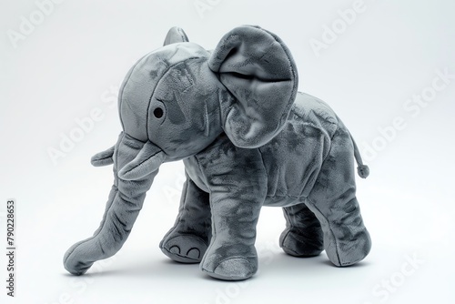 Plush elephant  soft gray  watercolor  side angle  cuddly appearance