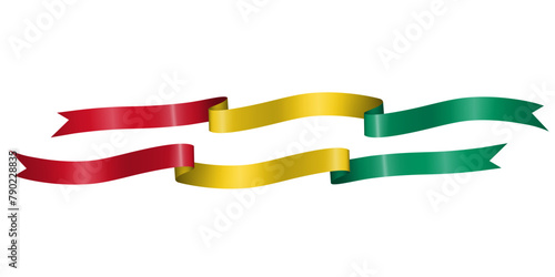 set of flag ribbon with colors of Guinea for independence day celebration decoration