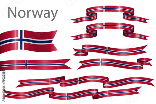 set of flag ribbon with colors of Norway for independence day celebration decoration