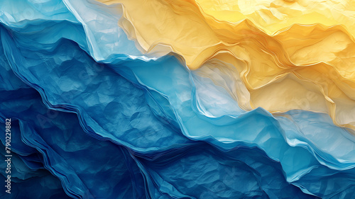Wallpaper Mural The image is a colorful abstract of a wave with blue and yellow colors Torontodigital.ca