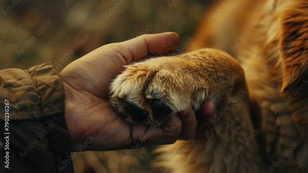 Close-up, dog's paw being held by a human hand, Dog and animal lovers, 16:9