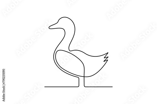 Duck continuous one line drawing of minimal out line art. Animal 
Pets love concept abstract drawing