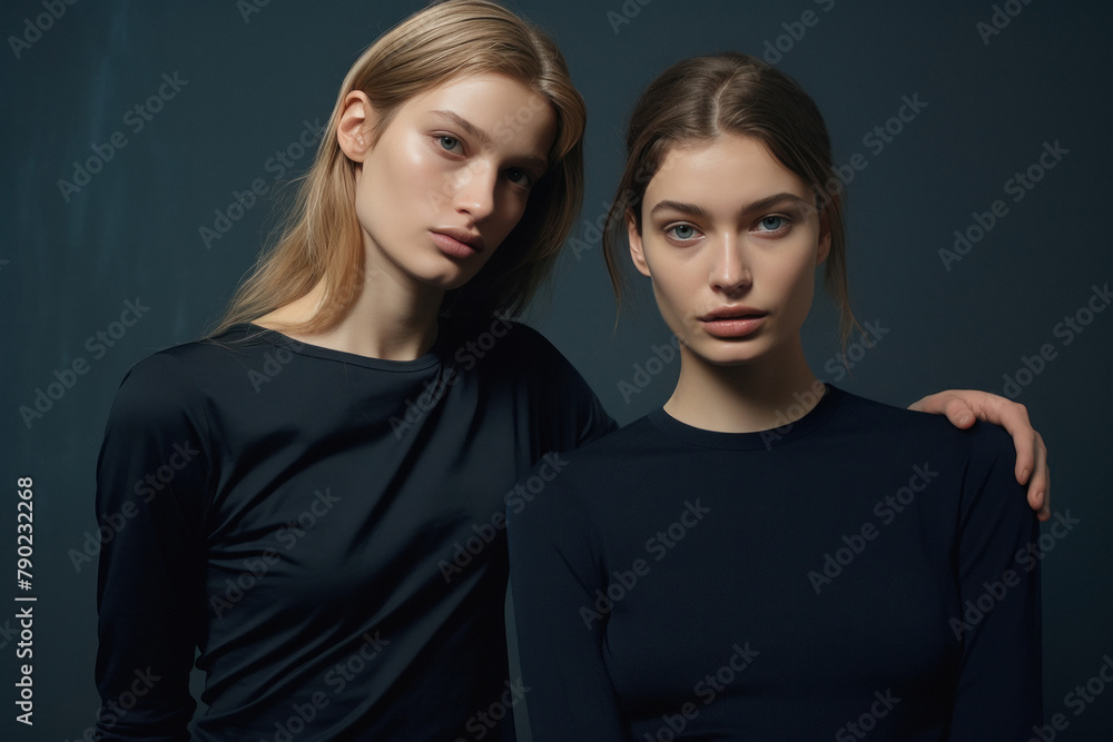 two females friends or sisters wearing sweaters two females friends or sisters wearing sweaters