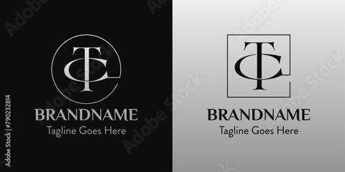 Letters CT In Circle and Square Logo Set, for business with CT or TC initials