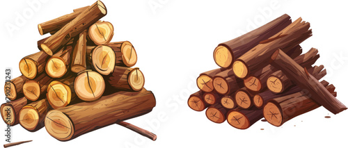 Vector cartoon set of firewood cartoon illustration