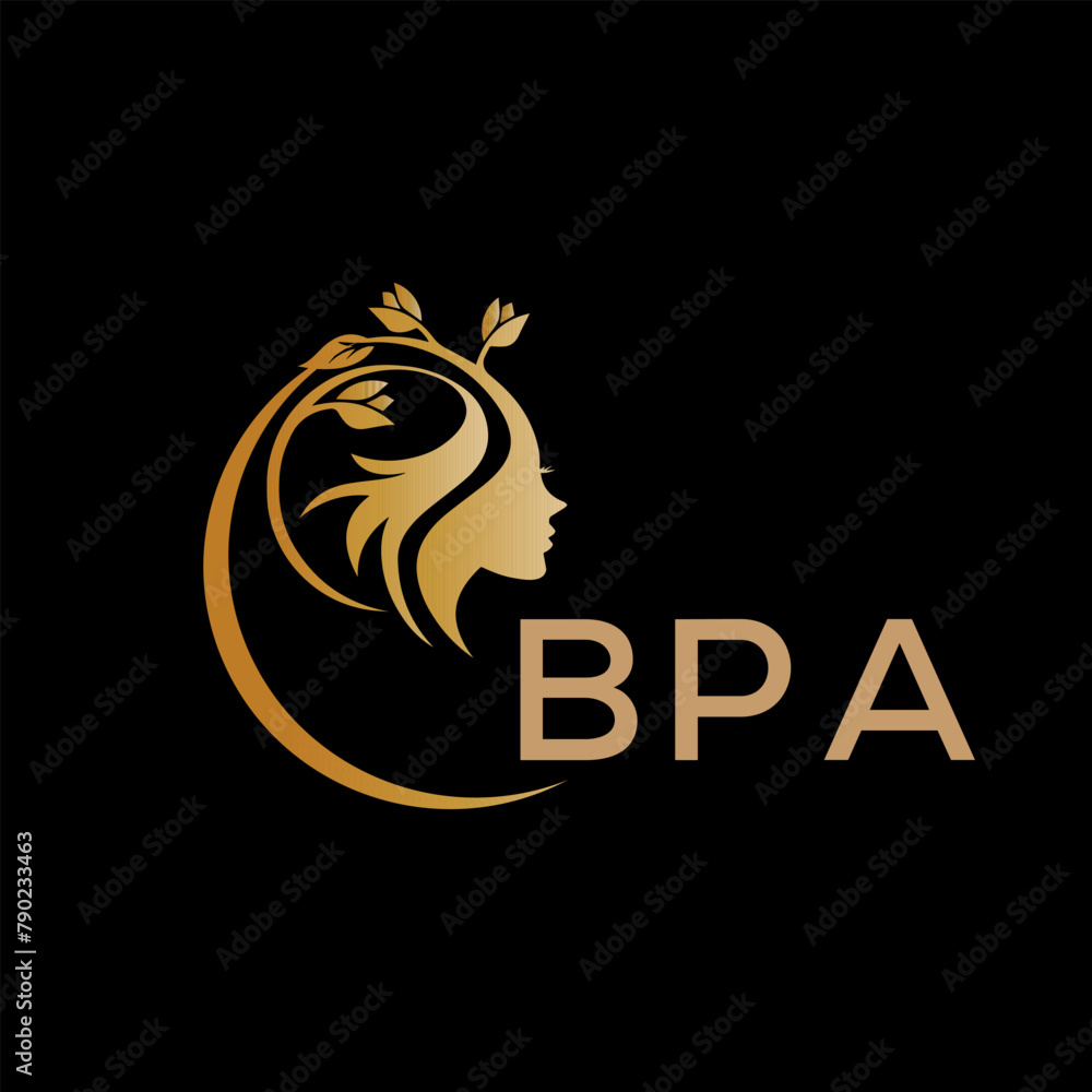 BPA letter logo. best beauty icon for parlor and saloon yellow image on black background. BPA Monogram logo design for entrepreneur and business.	
