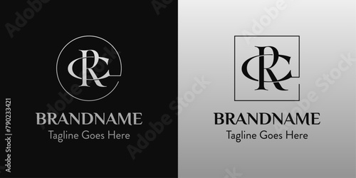 Letters CR In Circle and Square Logo Set, for business with CR or RC initials