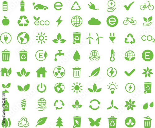 Big set of Green and clean ecology energy sources. Recycle. Nature and Renewable Energy. Green Energy and Natural Resource Conservation. Eco Icons. green electricity icons. Vector