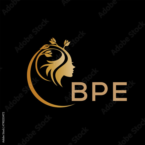 BPE letter logo. best beauty icon for parlor and saloon yellow image on black background. BPE Monogram logo design for entrepreneur and business.   © MDMUKTADIR