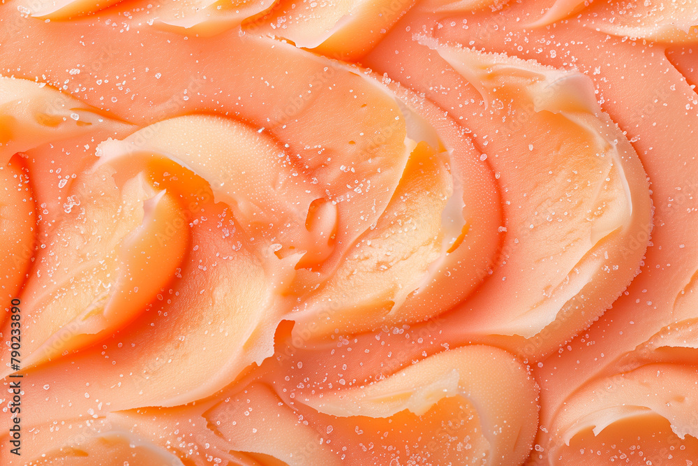 Close-up of peach ice cream texture 