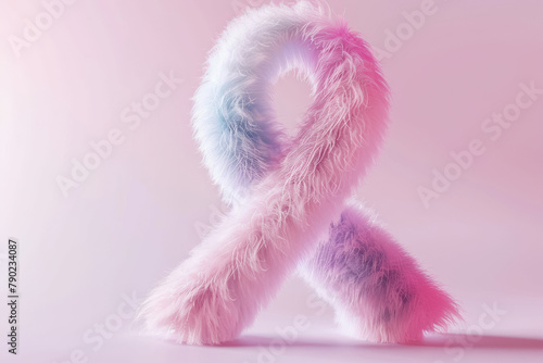 fluffy pink and blue cancer awareness ribbon on soft background for health campaigns