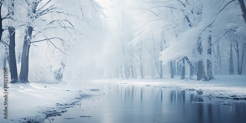 White snow winter blurred landscape background. Nature outdoor chirstmax xmas new year vibe  scene © AkimD