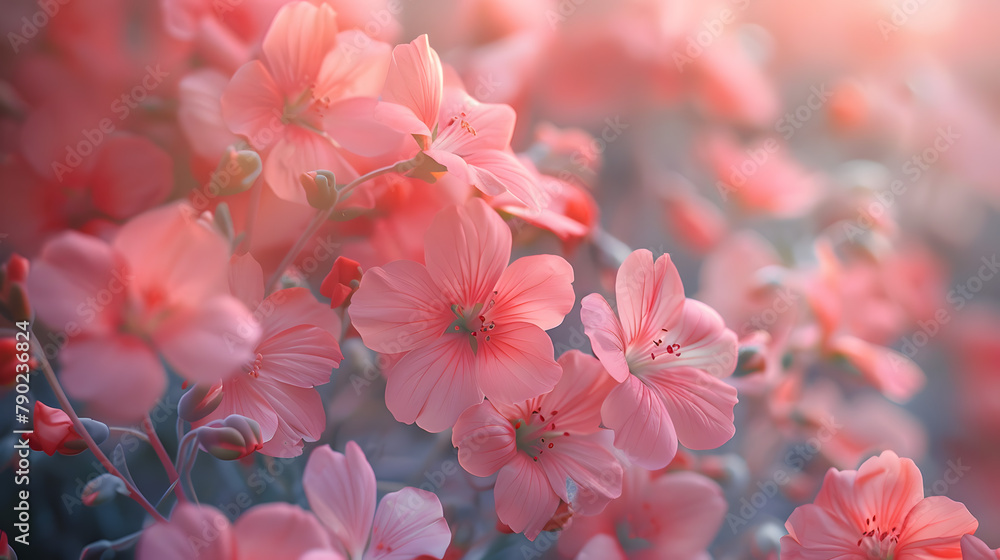 Beautiful springtime background of pink sakura blossom. Morning outdoors from low angle view. Copy space. pink flowers in the morning pink flowers background