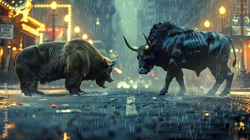 The Battle for Market Supremacy: Bull vs Bear in a Riveting Scene