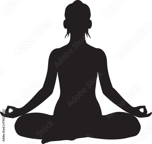  a black silhouette of a woman doing yoga