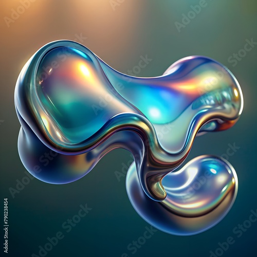 3D holographic element, gradient shape, abstract forms.