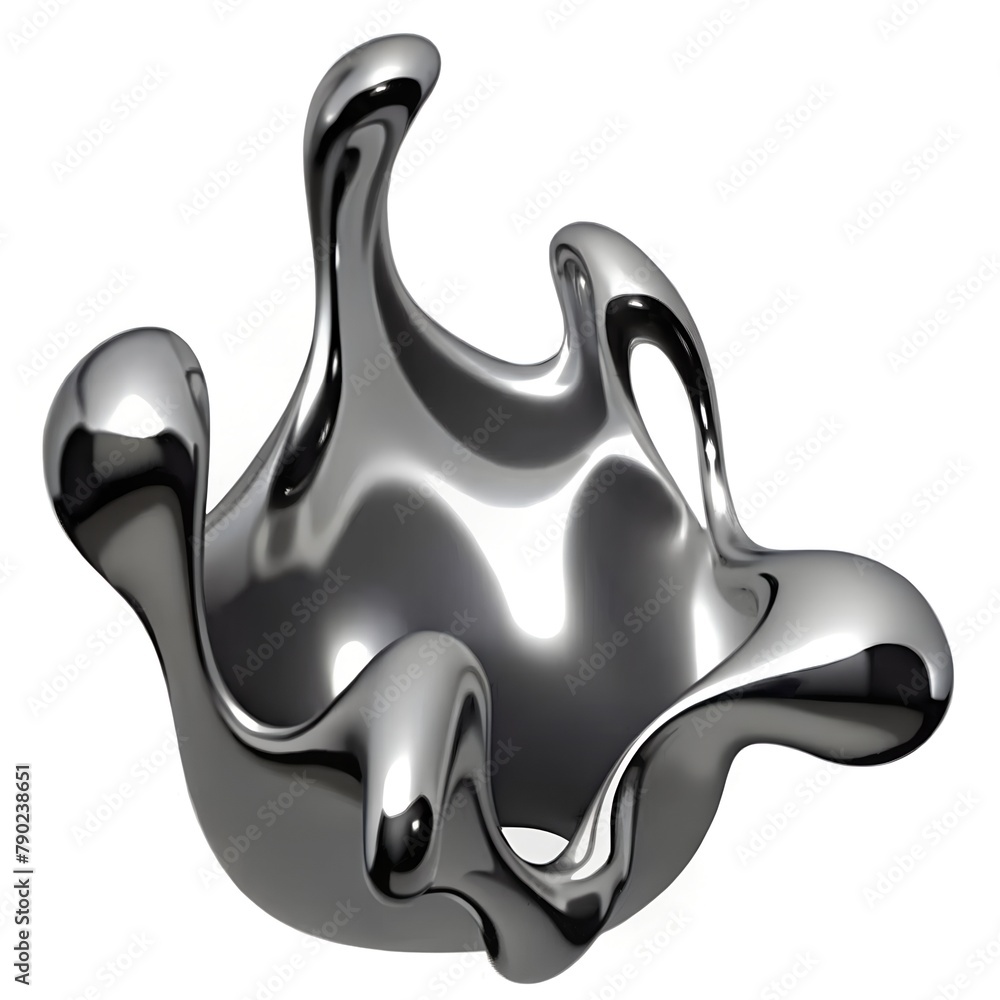 3d chrome metal organic fluid shape isolated on white background 3d chrome metal organic fluid shape isolated on white background