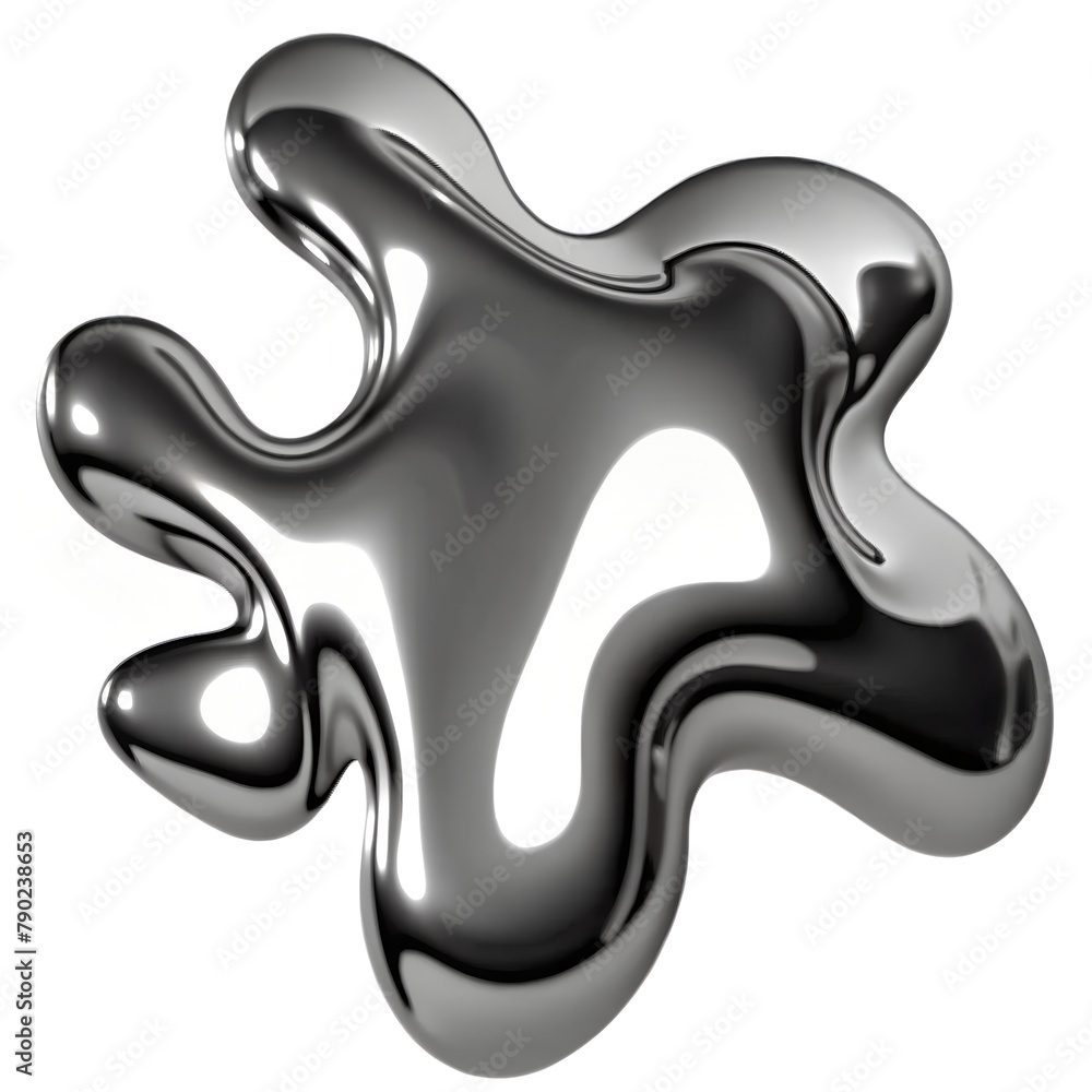 3d chrome metal organic fluid shape isolated on white background 3d chrome metal organic fluid shape isolated on white background