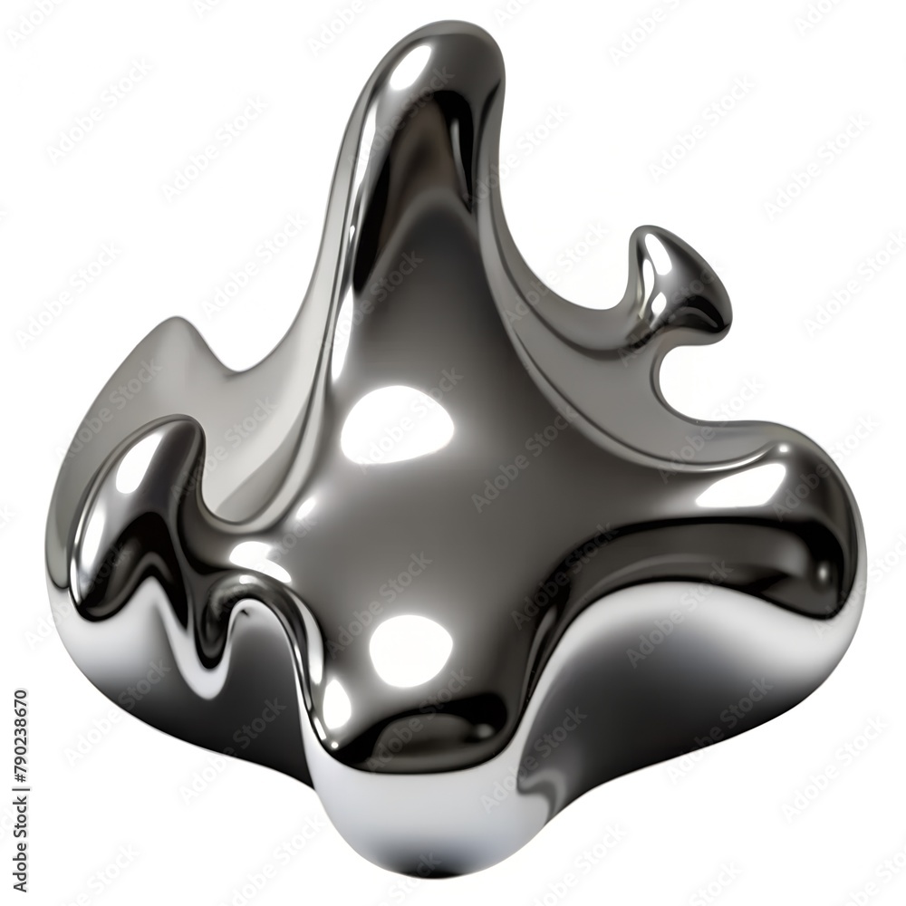 3d chrome metal organic fluid shape isolated on white background 3d chrome metal organic fluid shape isolated on white background