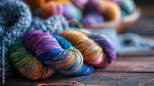Colorful wool yarn. 
