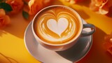 Bright Morning Coffee with Artful Latte Heart.
