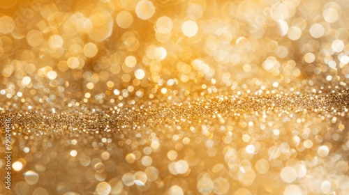 White Gold. Glistering Gold Background with Sparkling Yellow Light for Festive Design