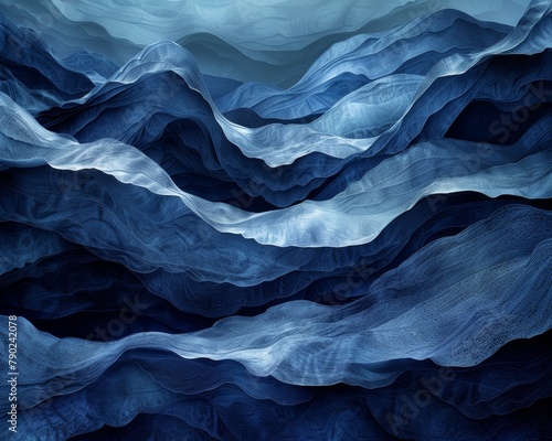 Blue Fabric Waves Texture