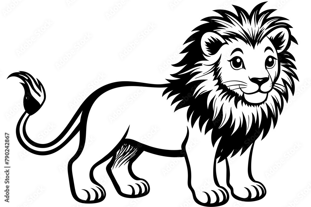 Obraz premium very cute baby lion, rainbow fur, full body, plain white background