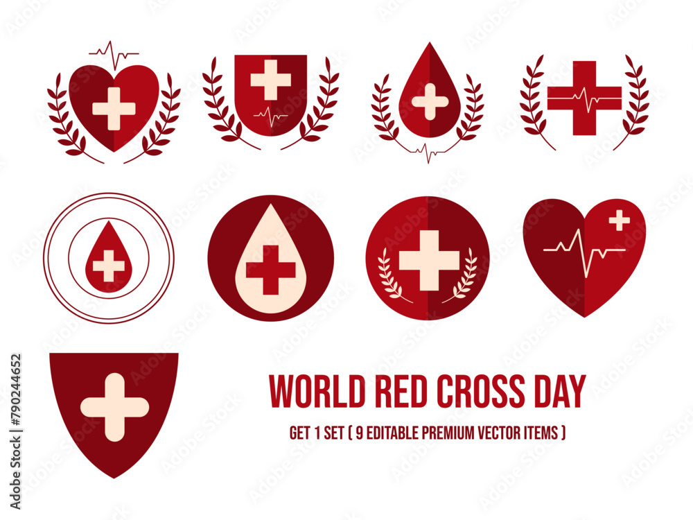Premium World Cross Day Vector Logo Item Clipart Set