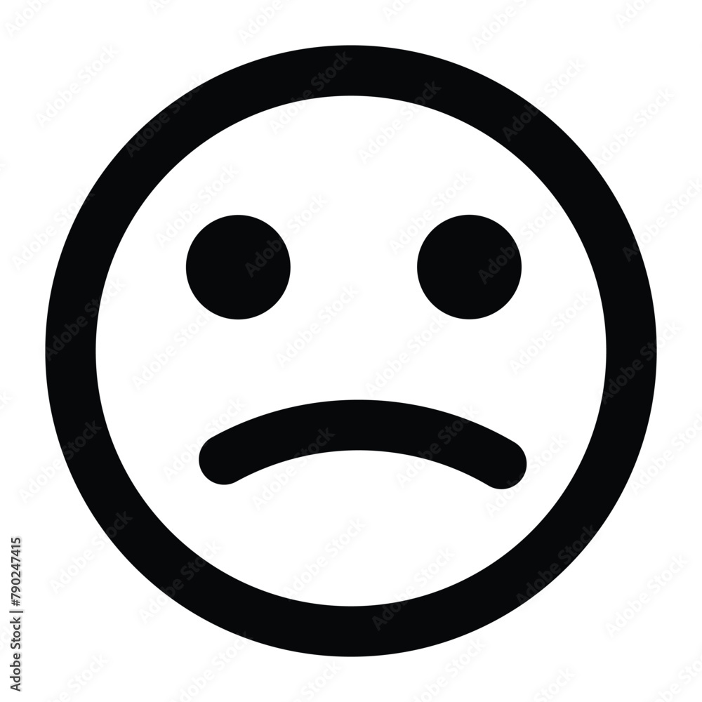 Sad face icon. Sad emoji. Vector illustration. Emojis sad collection and black icon for graphic elements isolated in white background. Unhappy emoticon.
Sad face icon. Sad emoji. Vector illustration. Emojis sad collection and black icon for graphic elements isolated in white background. Unhappy emoticon.