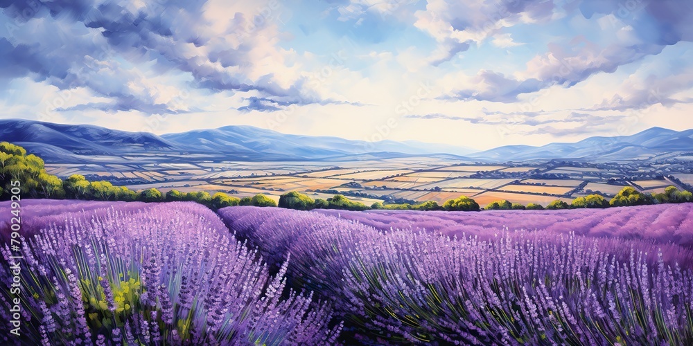 A Provencal landscape with endless lavender fields plant flowers herbal landscape outdoor nature background scene A Provencal landscape with endless lavender fields plant flowers herbal landscape outdoor nature background scene