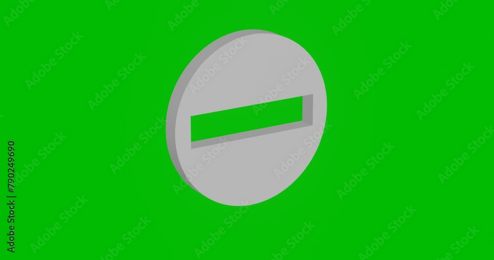 Animation of rotation of a white no entry road sign with shadow. Simple and complex rotation. Seamless looped 4k animation on green chroma key background Animation of rotation of a white no entry road sign with shadow. Simple and complex rotation. Seamless looped 4k animation on green chroma key background