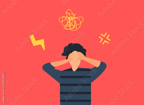 Man bursting in anger illustration