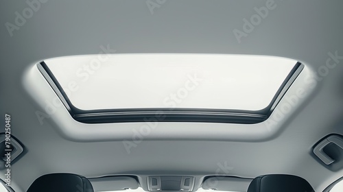 Close-up of a car sunroof and white ceiling photo