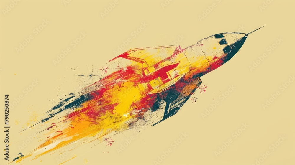 Rocket displayed in shades of yellow red and orange Rocket displayed in shades of yellow red and orange