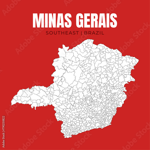 Map of Minas Gerais, state in Southeast Brazil