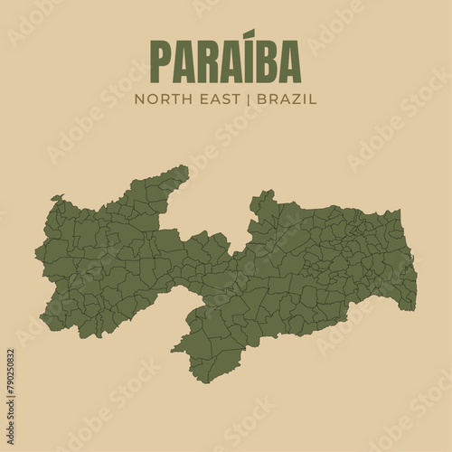 Map of Paraíba, state in Northeast Brazil