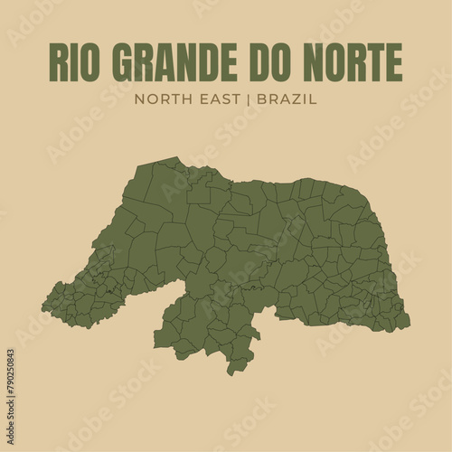 Map of Rio Grande do Norte, state in Northeast Brazil