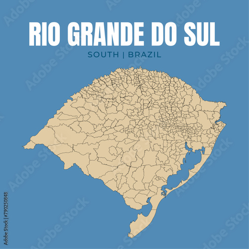 Map of Rio Grande do Sul, state in South Brazil