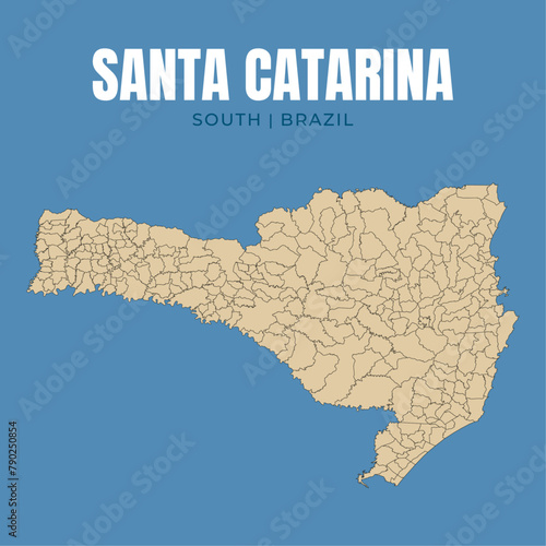 Map of Santa Catarina, state in South Brazil