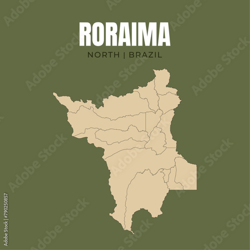 Map of Roraima, state in North Brazil